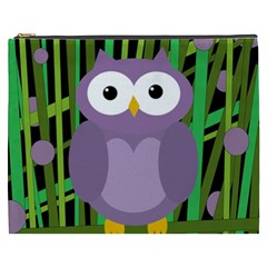 Purple Owl Cosmetic Bag (xxxl)  by Valentinaart