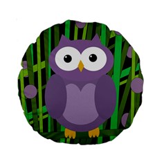 Purple Owl Standard 15  Premium Round Cushions