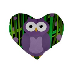 Purple Owl Standard 16  Premium Heart Shape Cushions