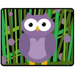 Purple Owl Double Sided Fleece Blanket (medium)  by Valentinaart