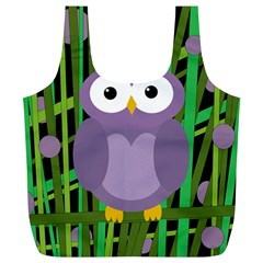 Purple Owl Full Print Recycle Bags (l)  by Valentinaart