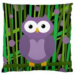 Purple Owl Large Flano Cushion Case (one Side)