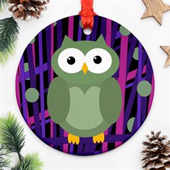 Green and purple owl Ornament (Round) 