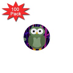 Green and purple owl 1  Mini Magnets (100 pack) 