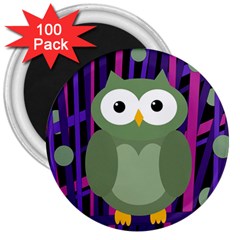 Green And Purple Owl 3  Magnets (100 Pack) by Valentinaart