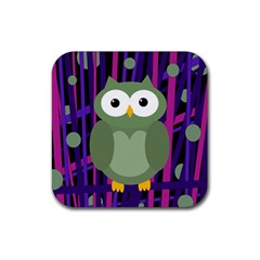 Green And Purple Owl Rubber Coaster (square)  by Valentinaart