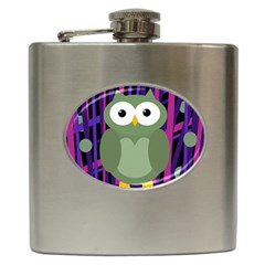 Green and purple owl Hip Flask (6 oz)