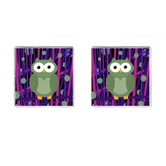 Green And Purple Owl Cufflinks (square) by Valentinaart