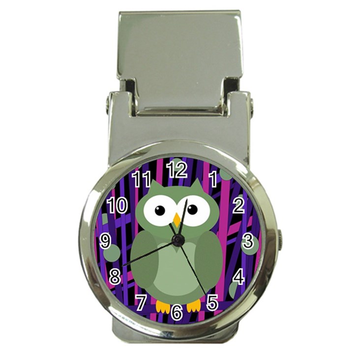 Green and purple owl Money Clip Watches