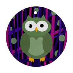 Green and purple owl Round Ornament (Two Sides) 