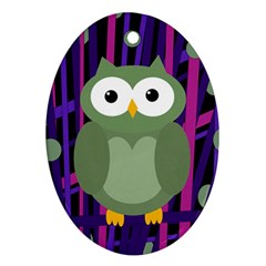 Green and purple owl Oval Ornament (Two Sides)