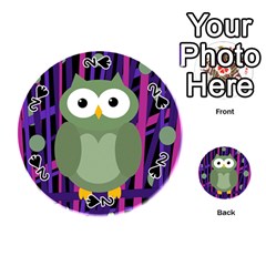 Green And Purple Owl Playing Cards 54 (round)  by Valentinaart