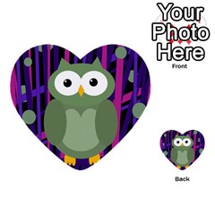 Green and purple owl Multi-purpose Cards (Heart) 