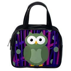 Green and purple owl Classic Handbags (One Side)