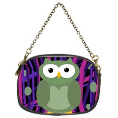 Green And Purple Owl Chain Purses (two Sides)  by Valentinaart