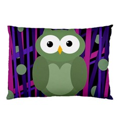 Green and purple owl Pillow Case