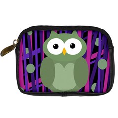 Green and purple owl Digital Camera Cases