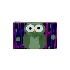 Green And Purple Owl Cosmetic Bag (small)  by Valentinaart