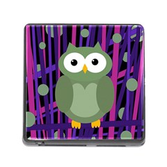 Green and purple owl Memory Card Reader (Square)