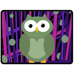 Green and purple owl Fleece Blanket (Large) 