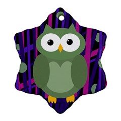 Green And Purple Owl Ornament (snowflake)  by Valentinaart