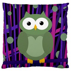 Green and purple owl Large Cushion Case (Two Sides)