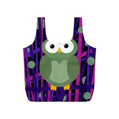 Green and purple owl Full Print Recycle Bags (S) 