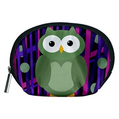 Green and purple owl Accessory Pouches (Medium) 