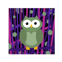 Green and purple owl Small Satin Scarf (Square)