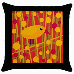 Yellow Bird Throw Pillow Case (black)