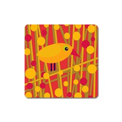 Yellow Bird Square Magnet by Valentinaart