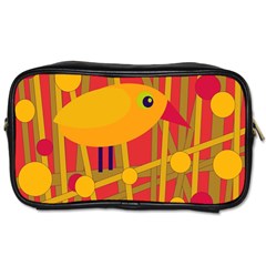 Yellow Bird Toiletries Bags by Valentinaart