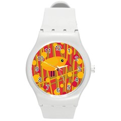 Yellow Bird Round Plastic Sport Watch (m)