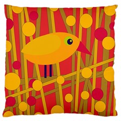 Yellow Bird Large Cushion Case (one Side) by Valentinaart