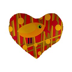 Yellow Bird Standard 16  Premium Heart Shape Cushions