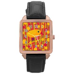 Yellow Bird Rose Gold Leather Watch 