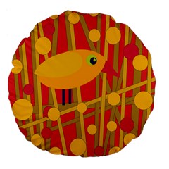 Yellow Bird Large 18  Premium Flano Round Cushions