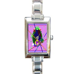 Pink Artistic Abstraction Rectangle Italian Charm Watch by Valentinaart