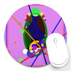 Pink Artistic Abstraction Round Mousepads