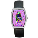 Pink artistic abstraction Barrel Style Metal Watch Front