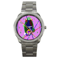 Pink Artistic Abstraction Sport Metal Watch by Valentinaart