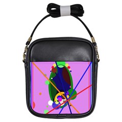 Pink Artistic Abstraction Girls Sling Bags