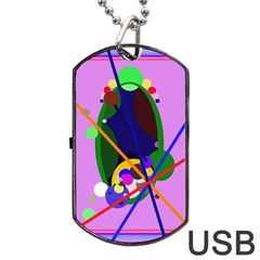 Pink Artistic Abstraction Dog Tag Usb Flash (two Sides)  by Valentinaart