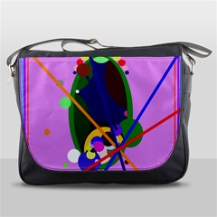 Pink Artistic Abstraction Messenger Bags by Valentinaart