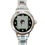 Gray abstract art Round Italian Charm Watch Front