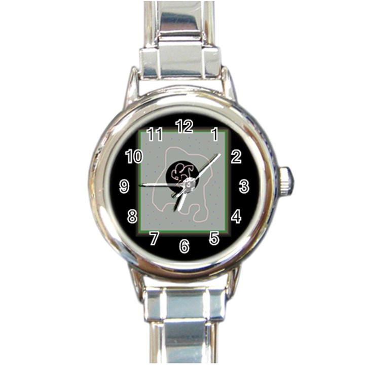 Gray abstract art Round Italian Charm Watch