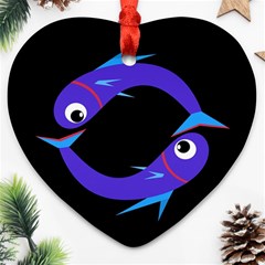 Blue Fishes Ornament (heart) 