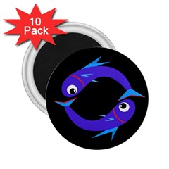 Blue Fishes 2 25  Magnets (10 Pack) 