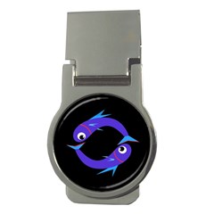 Blue Fishes Money Clips (round) 