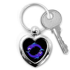 Blue Fishes Key Chains (heart)  by Valentinaart